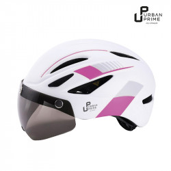 Casco con luci integrate e visiera da sole - BIANCO e FUCSIA