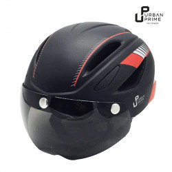 Casco con luci integrate e visiera da sole - NERO e ROSSO